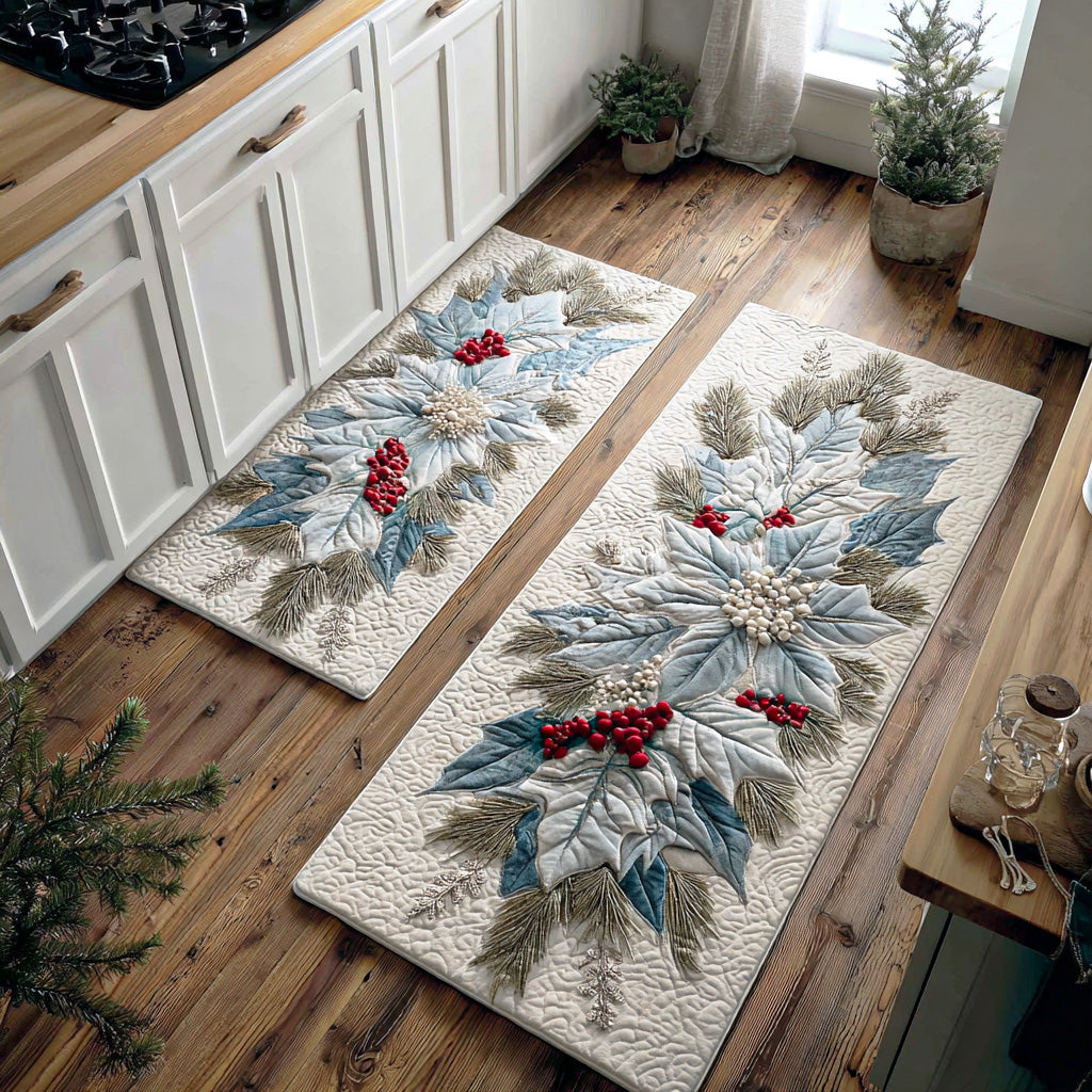 Winter Poinsettia Charm Kitchen Area Rug NCU0TD1728