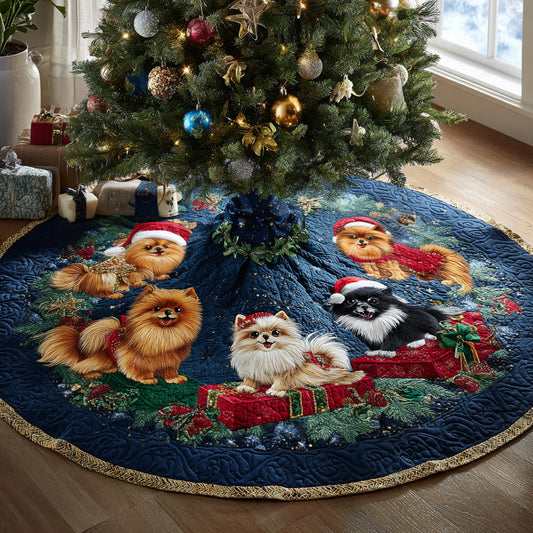 Winter Pom Dreams Christmas Quilted Tree Skirt NCU0DV8183