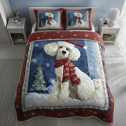 Winter Poodle 3-Piece Quilted Bedding Set NCU0HH921