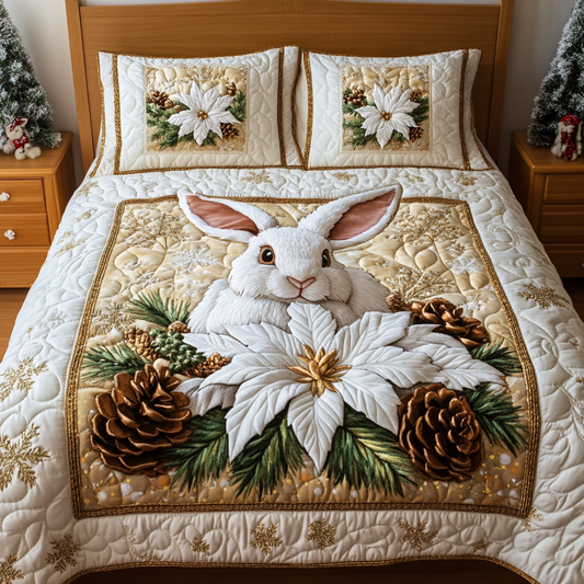 Winter Rabbit Charm 3-Piece Quilted Bedding Set NCU0DV2002