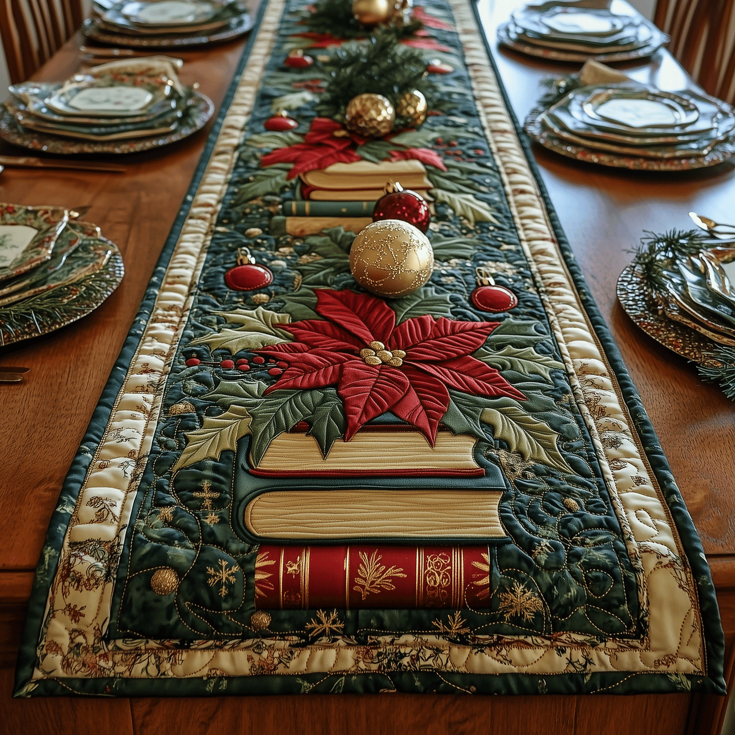 Winter Reading Bliss Quilted Table Runner NCU0TH2313