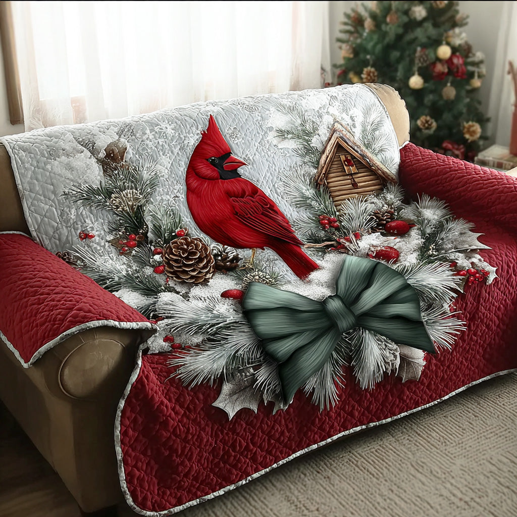 Winter Red Visitor Quilted Sofa Cover NCU0TD1295