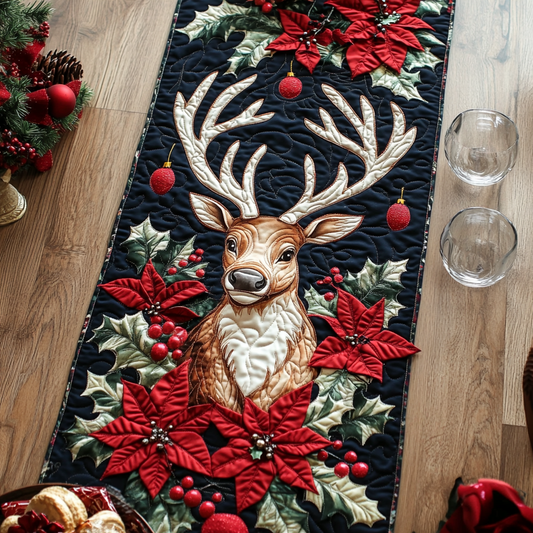 Winter Reindeer Majesty Quilted Table Runner NCU0DK1419