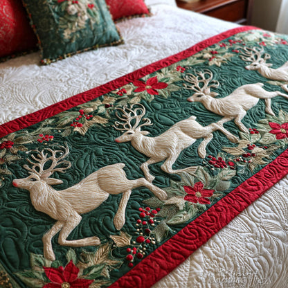 Winter Reindeer Quilted Bed Runner NCU0TV1243