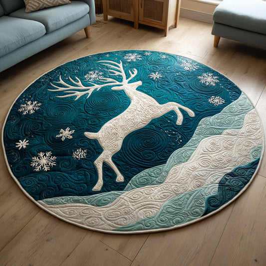 Winter Reindeer Quilted Round Mat NCU0HH153
