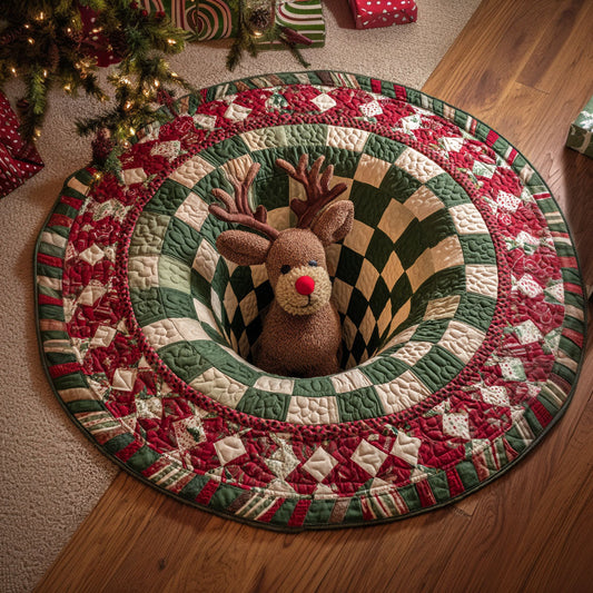 Winter Reindeer Quilted Round Mat NCU0TD502