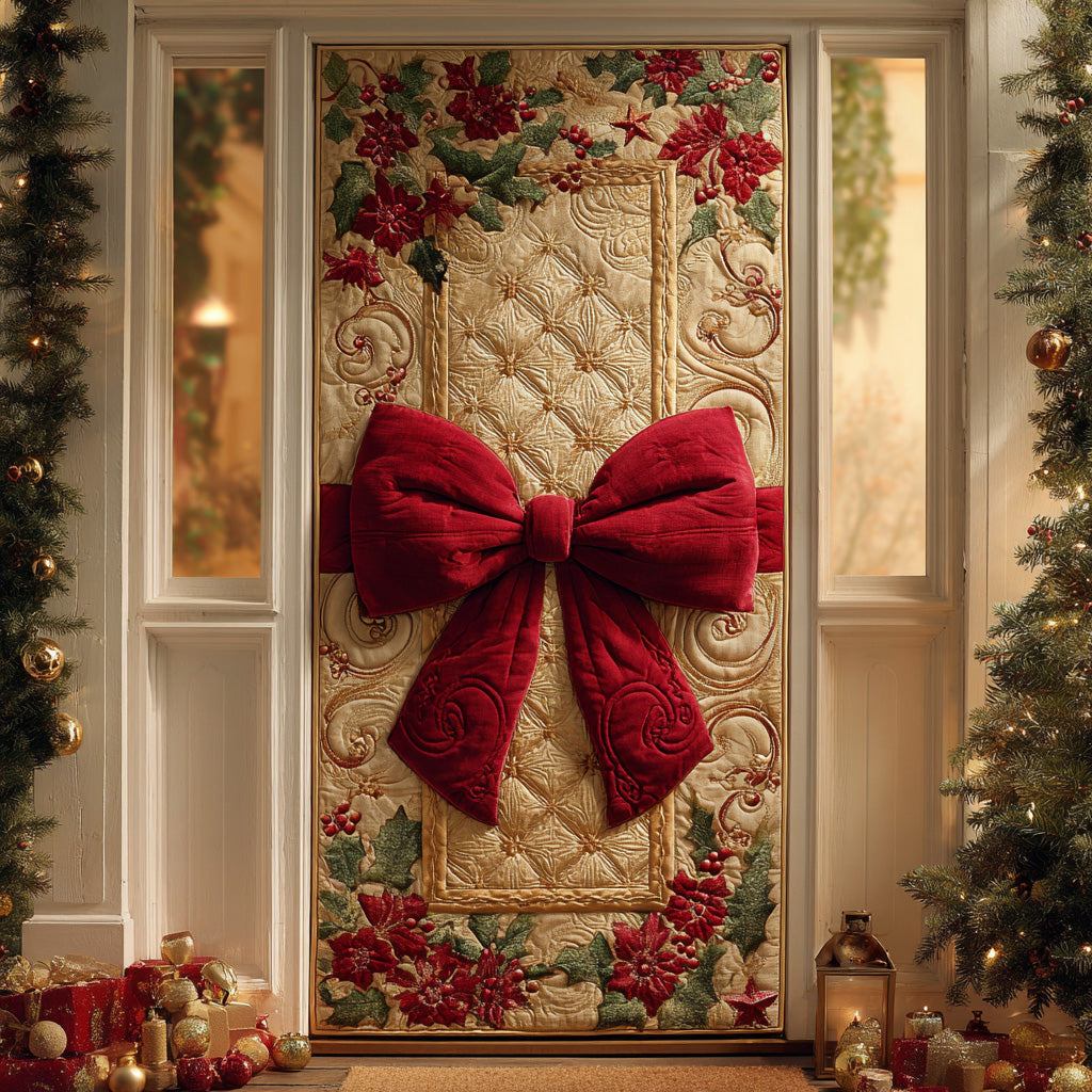 Winter Ribbon Glow Quilted Door Cover NCU0TD1635