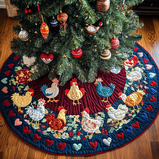 Winter Roosters Christmas Quilted Tree Skirt NCU0NT2090
