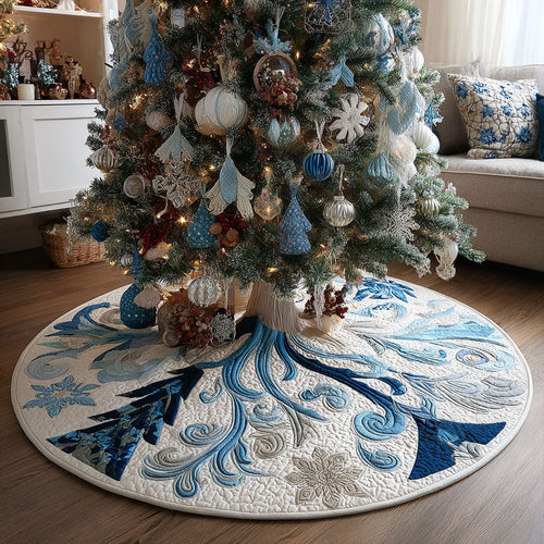 Winter Sapphire Christmas Quilted Tree Skirt NCU0PT10744