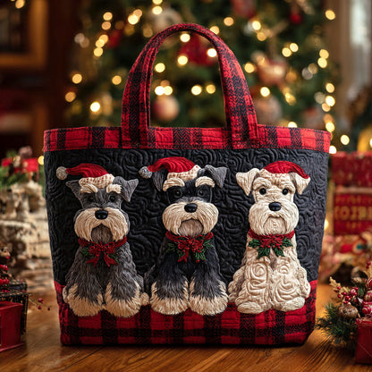 Winter Schnauzer Parade Quilted Tote Bag NCU0TV1327