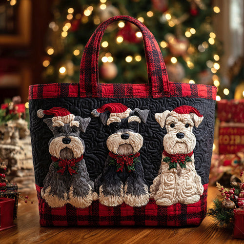 Winter Schnauzer Parade Quilted Tote Bag NCU0TV1327