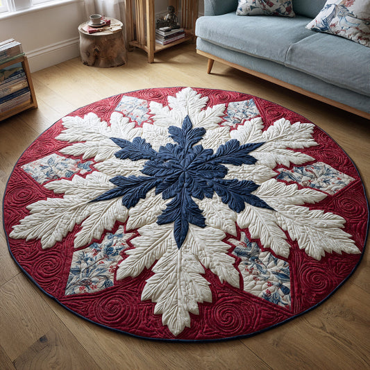 Winter Snowflake Tapestry Quilted Round Mat NCU0HH418