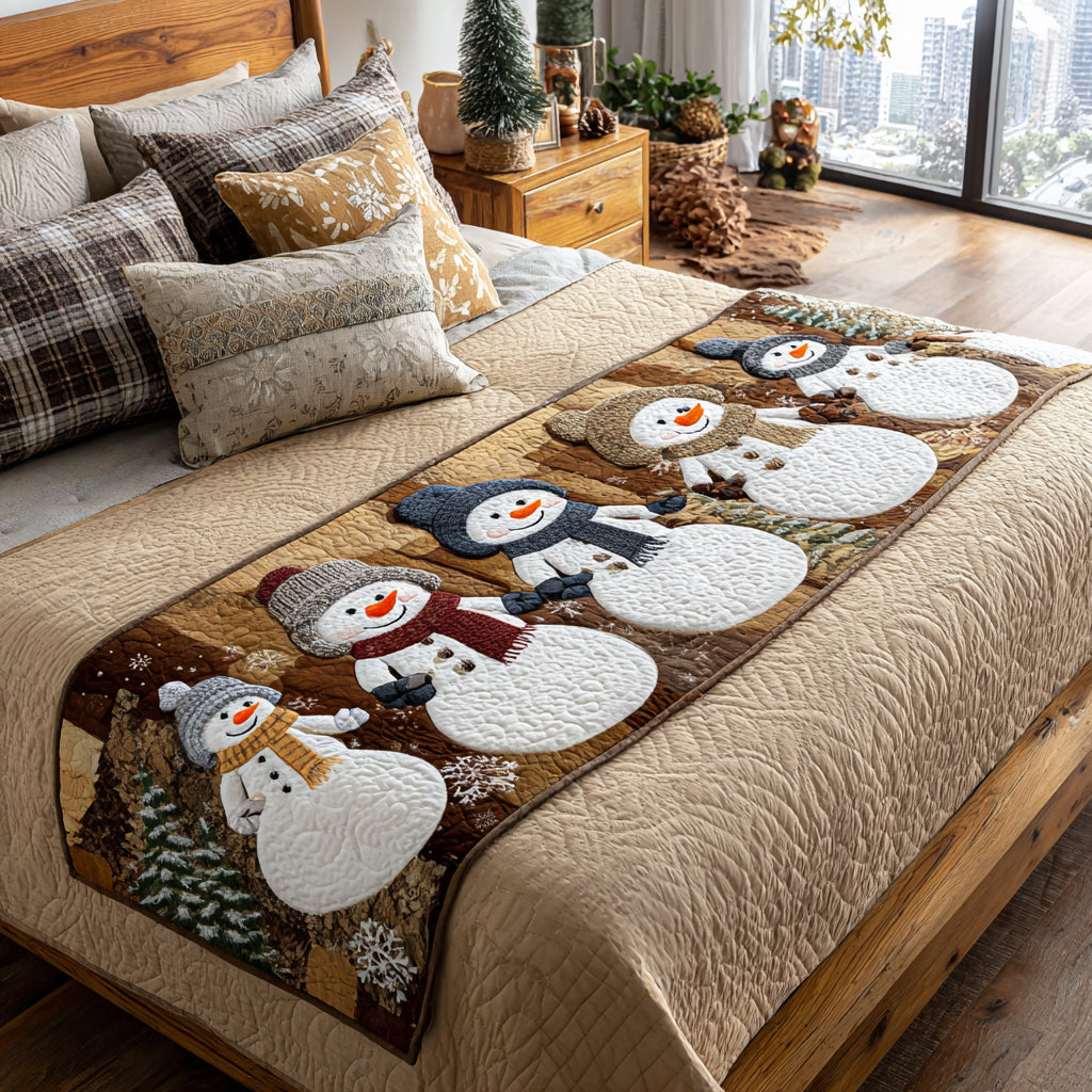 Winter Snowman Delight Quilted Bed Runner NCU0DV8593