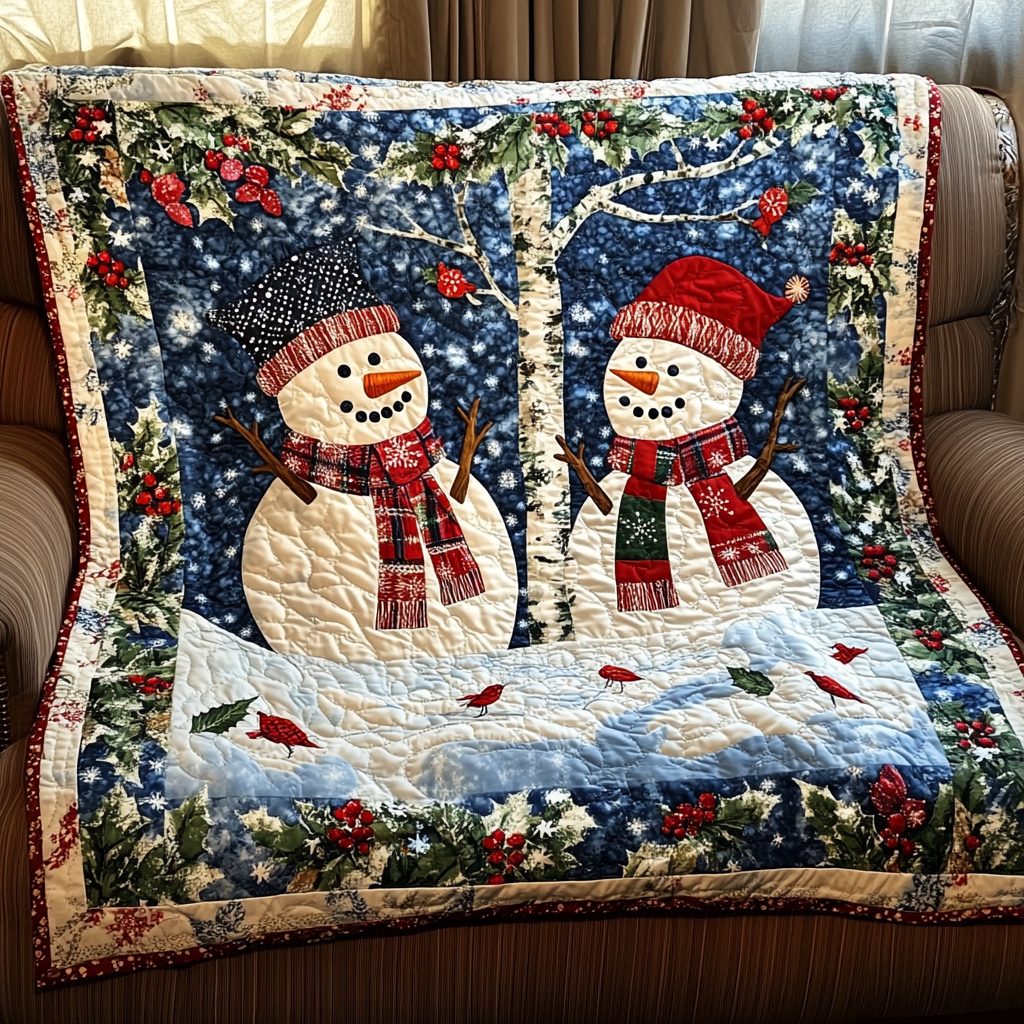 Winter Snowman Quilted Blanket NCU0TL1641