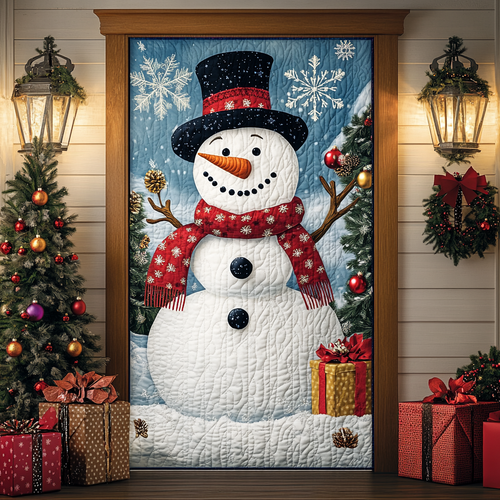 Winter Snowman Quilted Door Cover NCU0DK10982