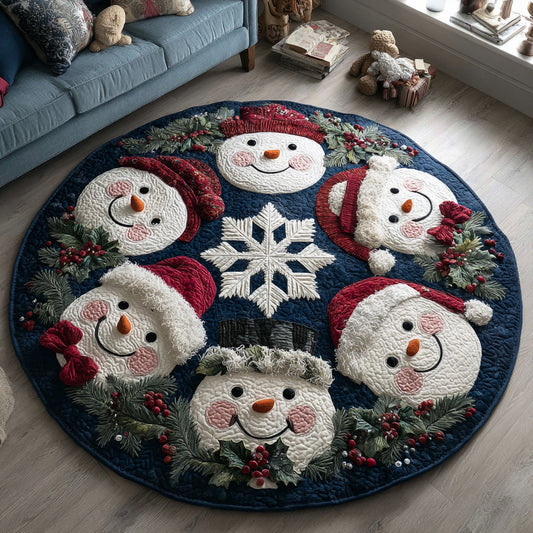 Winter Snowmen Quilted Round Mat NCU0HH676