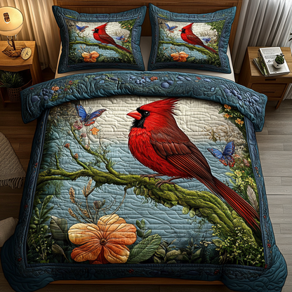 Winter Songbird 3-Piece Quilted Bedding Set NCU0DK5469