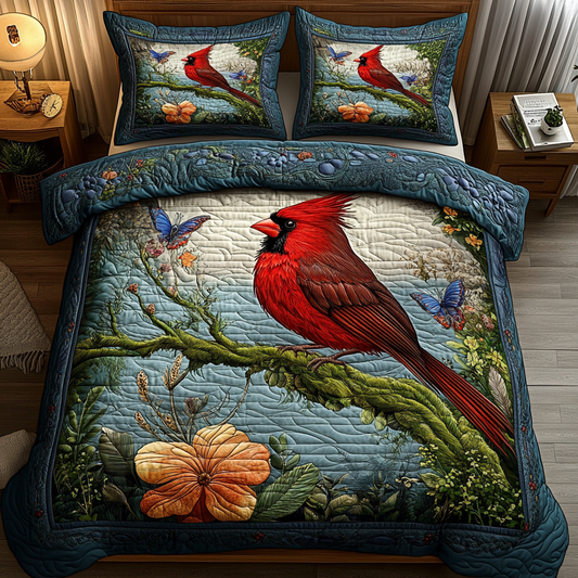 Winter Songbird 3-Piece Quilted Bedding Set NCU0DK5469