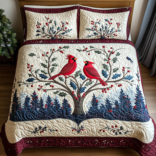 Winter Songbirds 3-Piece Quilted Bedding Set NCU0DV7371