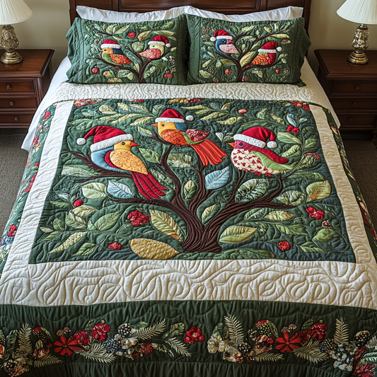 Winter Songbirds 3-Piece Quilted Bedding Set NCU0VH1125