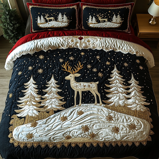 Winter Stag 3-Piece Quilted Bedding Set NCU0DK9901