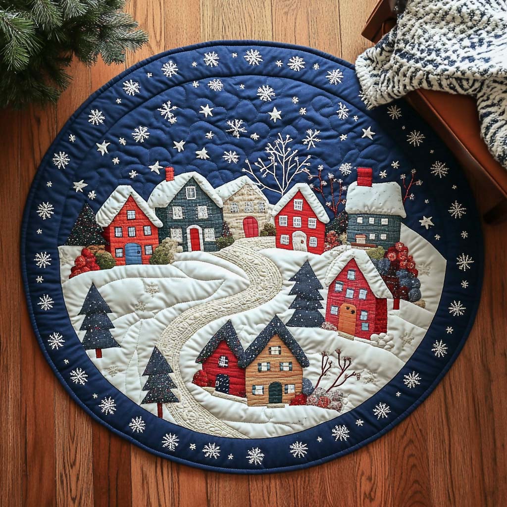 Winter Stag Haven Quilted Round Mat NCU0XD187
