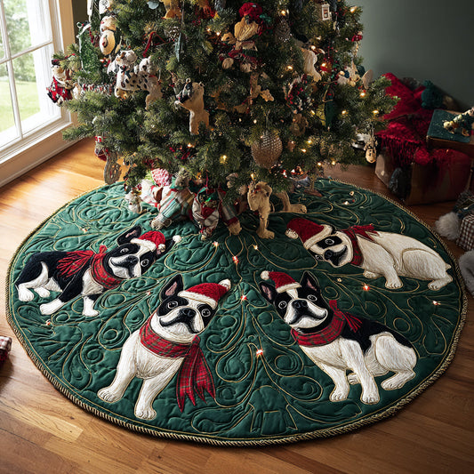 Winter Terrier Delight Quilted Christmas Tree Skirt NCU0DV8175