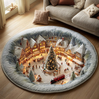 Winter Town Journey Quilted Round Mat NCU0TD1667