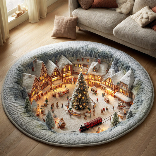 Winter Town Journey Quilted Round Mat NCU0TD1667