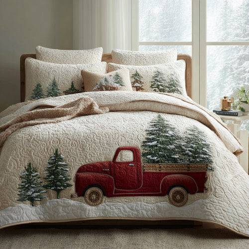 Winter Truck 3-Piece Quilted Bedding Set NCU0DV8803