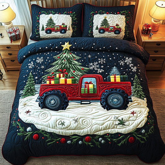Winter Truck Rally 3-Piece Quilted Bedding Set NCU0TL2254
