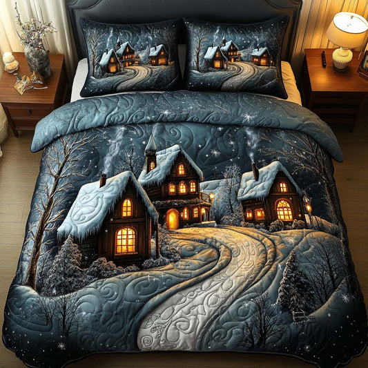 Winter Village 3-Piece Quilted Bedding Set NCU0NT9556