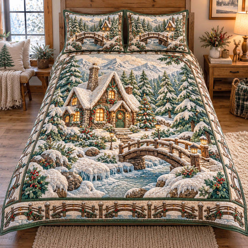 Winter Village 3-Piece Quilted Bedding Set NCU0TD3226