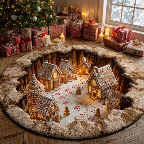 Winter Village Abyss Quilted Round Mat NCU0DV8613