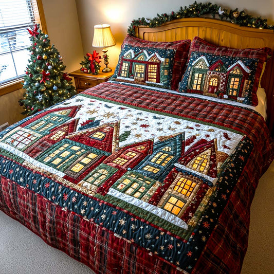Winter Village Magic 3-Piece Quilted Bedding Set NCU0XD151
