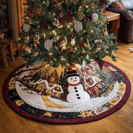 Winter Village Snowman Quilted Tree Skirt NCU0XD2096