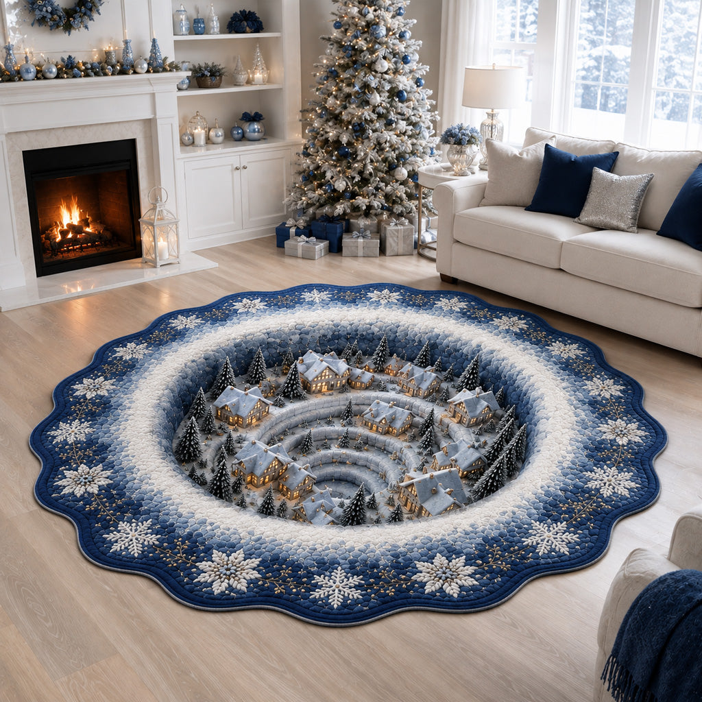 Winter Vortex Village Custom Shape Area Rug NCU0HH2158