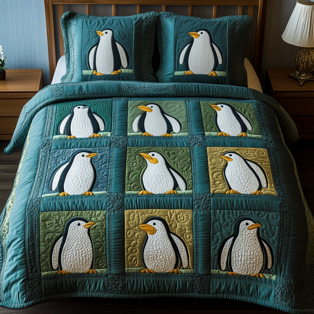 Winter Waddle 3-Piece Quilted Bedding Set NCU0DK2410