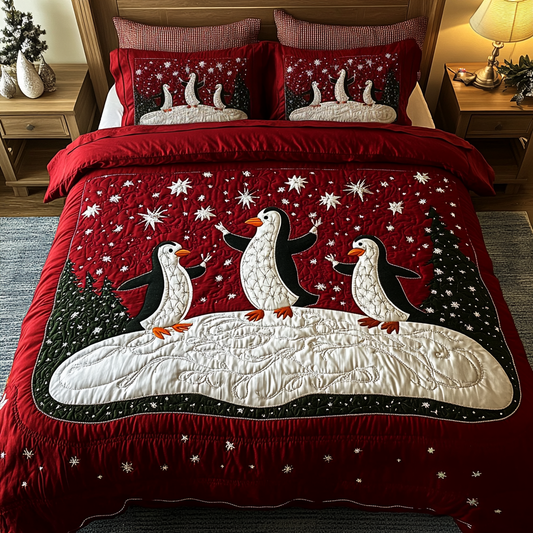 Winter Waddle 3-Piece Quilted Bedding Set NCU0VH1011