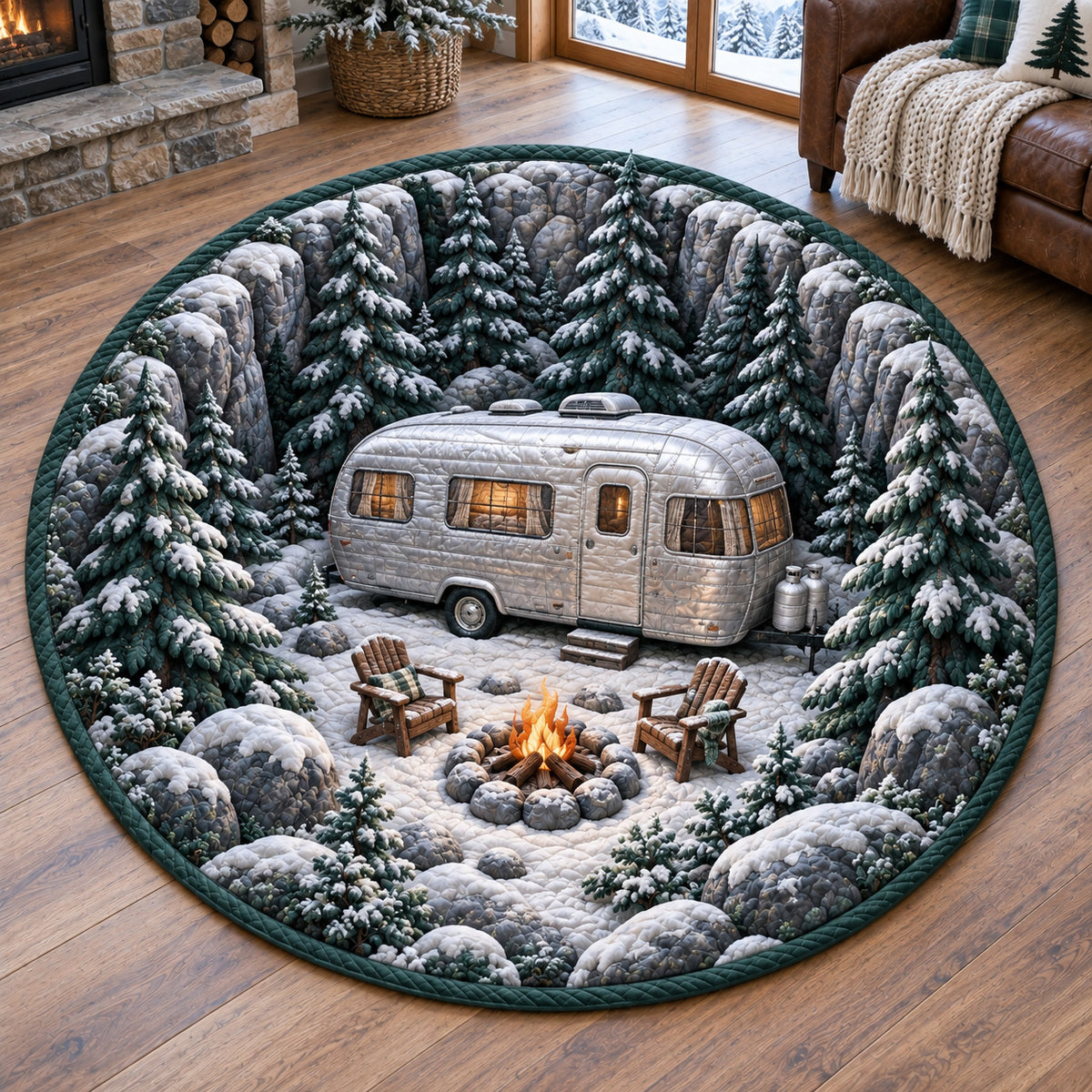 Winter Wanderlust Quilted Round Mat NCU0TV2159