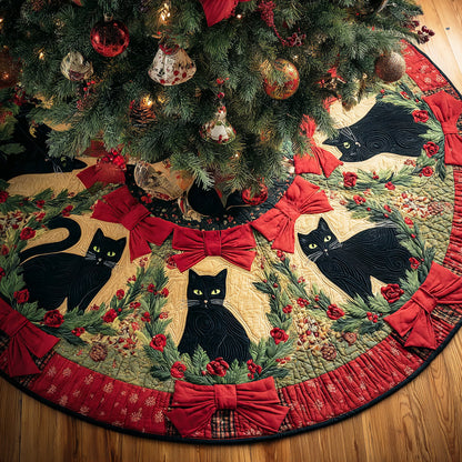 Black cat Christmas Quilted Tree Skirt NCU0VT333