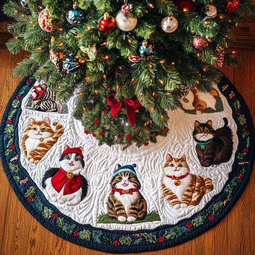 Winter Whiskers Christmas Quilted Tree Skirt NCU0NT1756