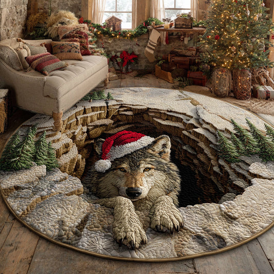 Winter Wolf Light Quilted Round Mat NCU0HH1460
