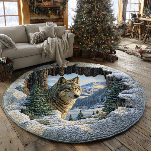 Winter Wolf Quilted Round Mat NCU0TD2082