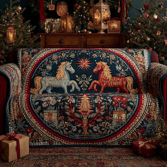 Winter Wonderland Carousel Quilted Sofa Cover NCU0XD2156