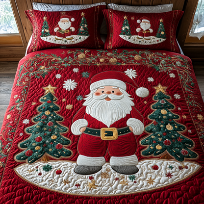 Winter Wonderland Santa 3-Piece Quilted Bedding Set NCU0DV1724