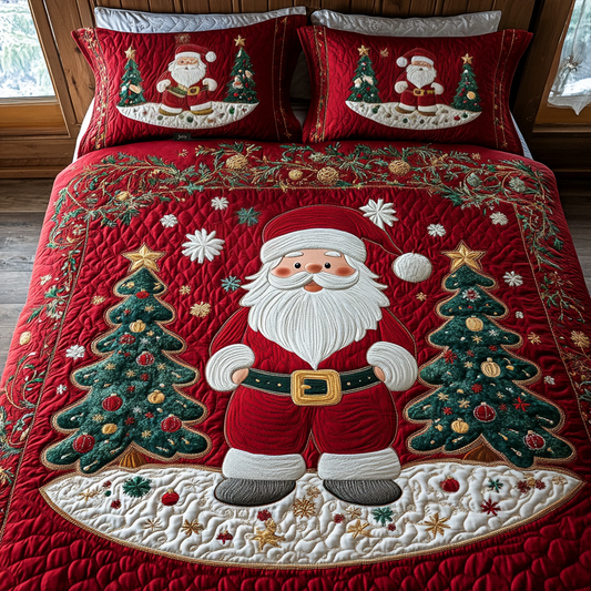 Winter Wonderland Santa 3-Piece Quilted Bedding Set NCU0DV1724