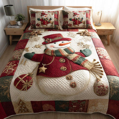 Winter Wonderland Snowman 3-Piece Quilted Bedding Set NCU0TD1547