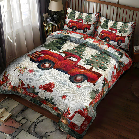 Winter Wonderland Truck 3-Piece Quilted Bedding Set NCU0DV1634