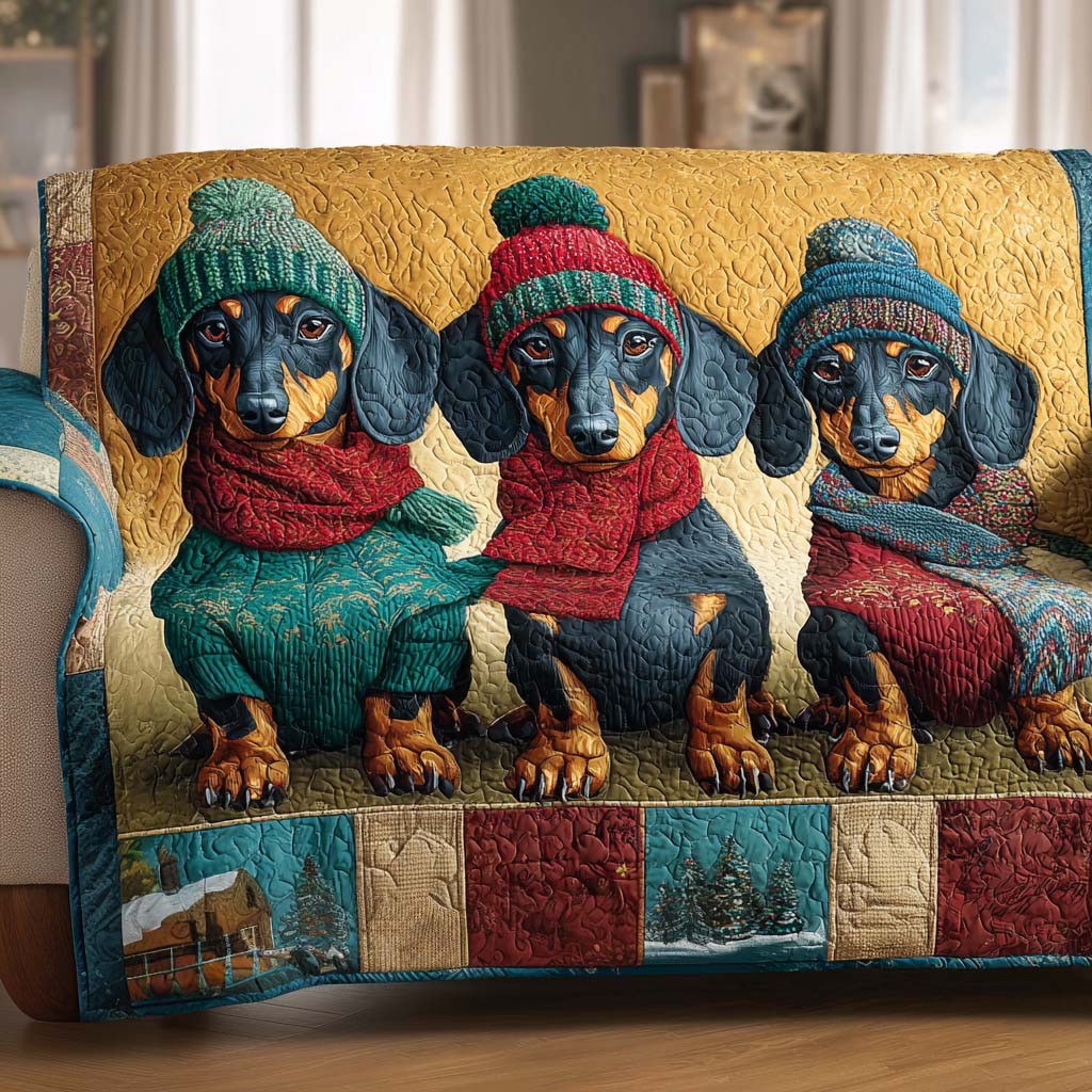 Winter Woof Crew Quilted Sofa Cover NCU0XD1288